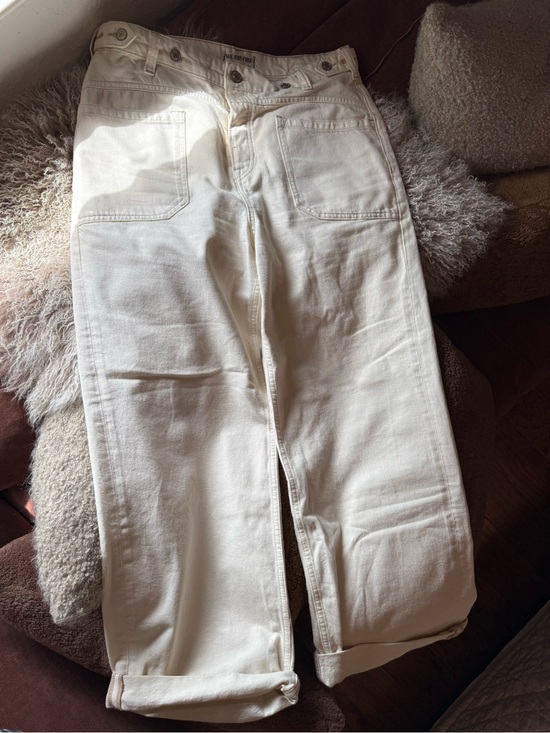We The Free Denim - We The Free Free People Cream Boyfriend High-Waisted Wide-Leg Jeans